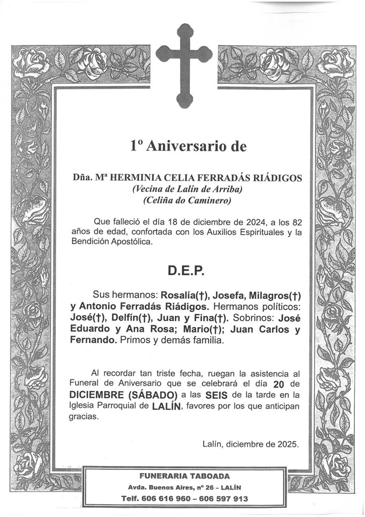 Dña. Mª HERMINIA CELIA FERRADÁS RIÁDIGOS