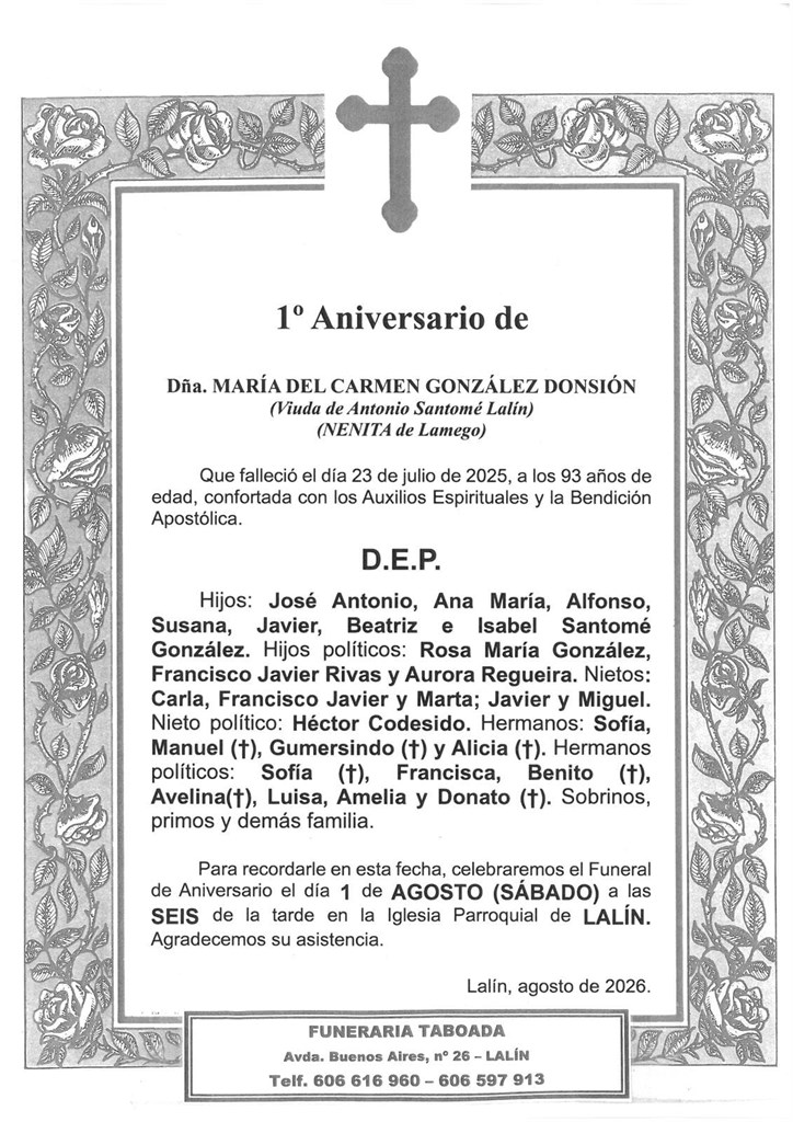 DÑA. MARÍA DEL CARMEN GONZÁLEZ DONSIÓN