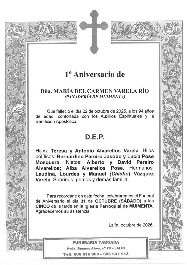 Dña. MARÍA DEL CARMEN VARELA RÍO