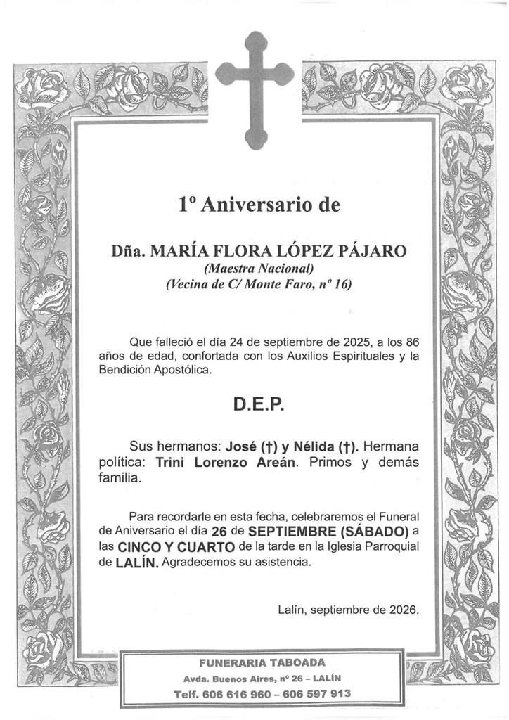 Dña. MARÍA FLORA LÓPEZ PÁJARO