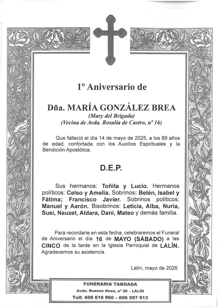 Dña. MARÍA GONZÁLEZ BREA