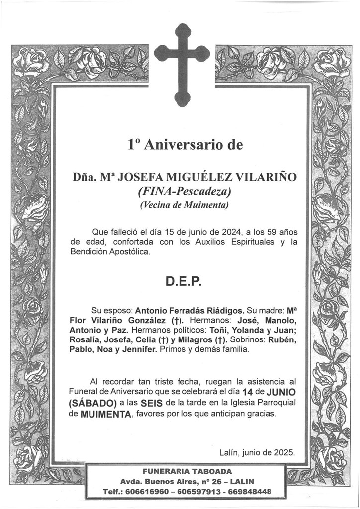DÑA. MARIA JOSEFA MIGUELEZ VILARIÑO (FINA - PESCADEZA)