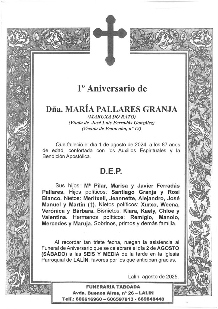 Dña. MARÍA PALLARES GRANJA