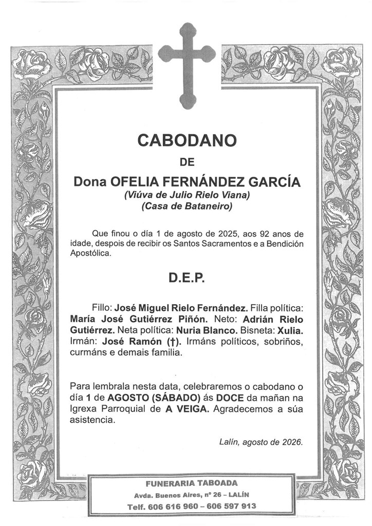 DÑA. OFELIA FERNÁNDEZ GARCÍA