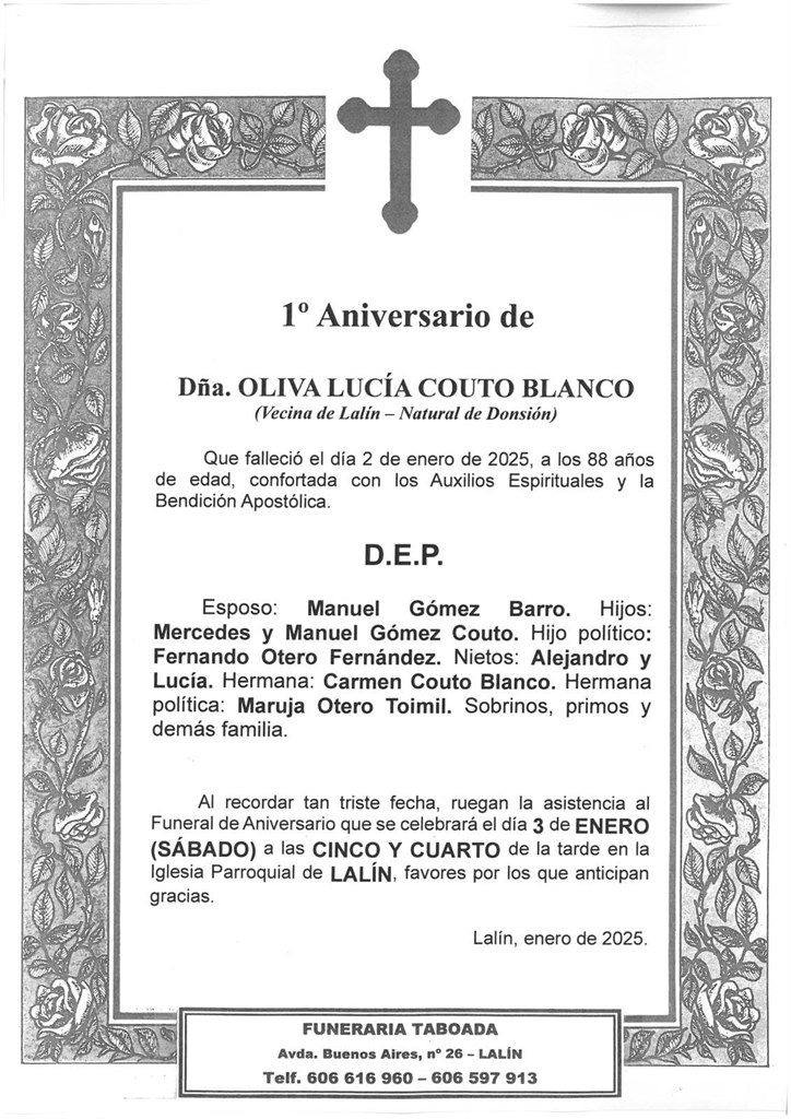 DÑA. OLIVA LUCÍA COUTO BLANCO