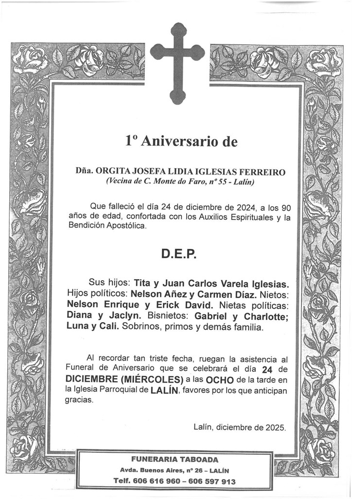 DÑA. ORGITA JOSEFA LIDIA IGLESIAS FERREIRO