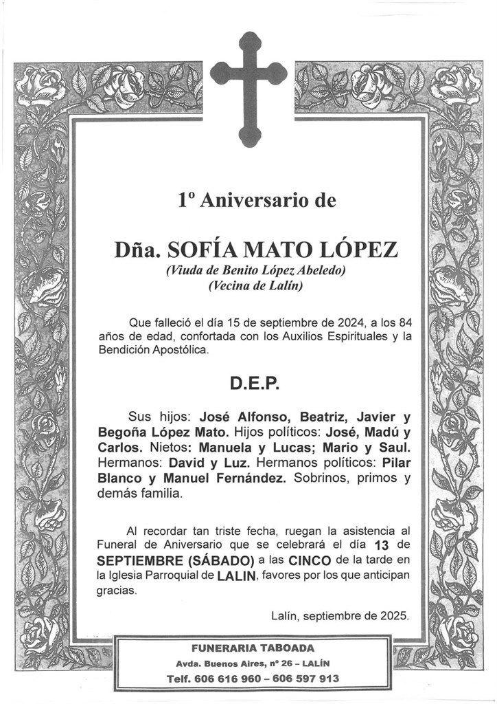 Dña. SOFÍA MATO LÓPEZ