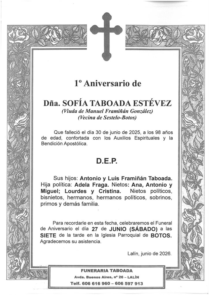 DÑA. SOFÍA TABOADA ESTEVEZ