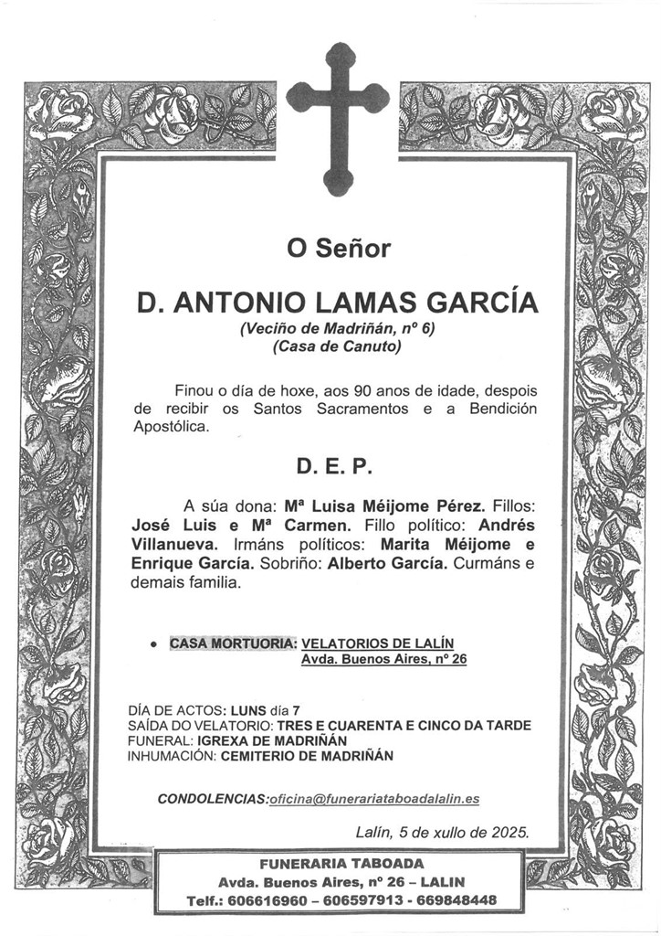 Foto principal D. ANTONIO LAMAS GARCÍA