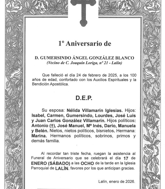 D. GUMERSINDO ÁNGEL GONZÁLEZ BLANCO