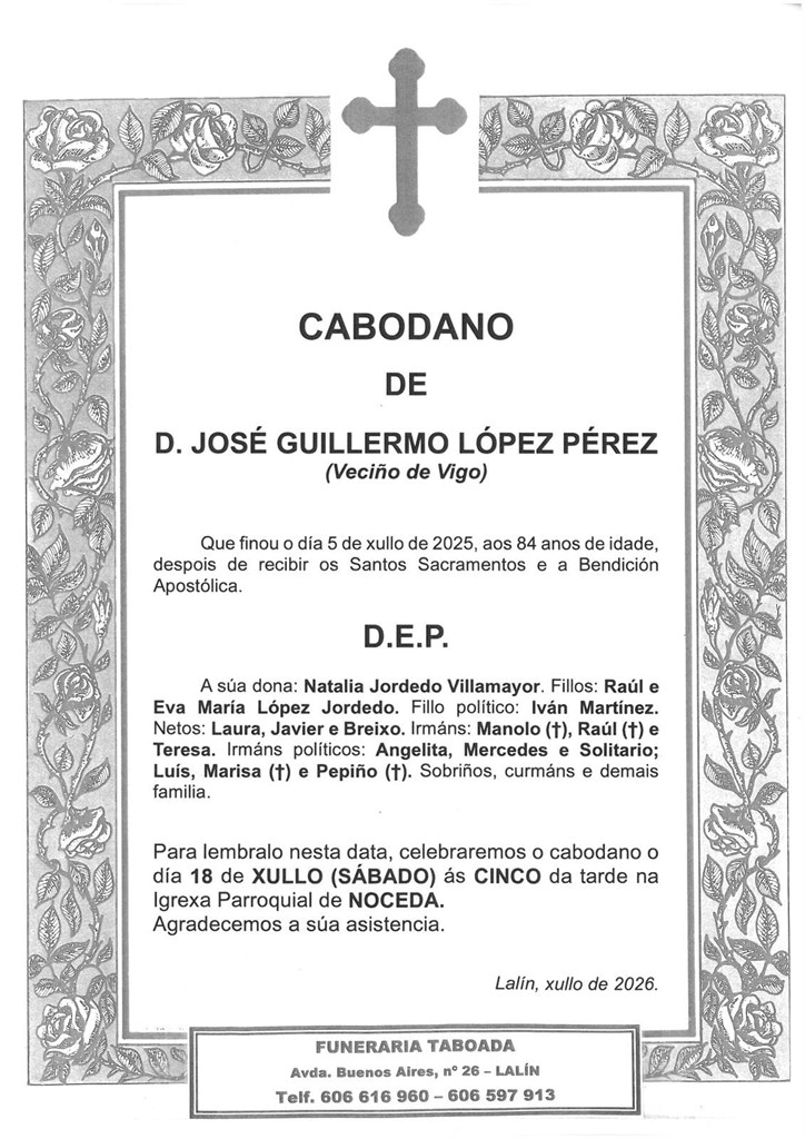 D. JOSÉ GUILLERMO LÓPEZ PÉREZ