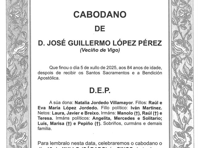 D. JOSÉ GUILLERMO LÓPEZ PÉREZ