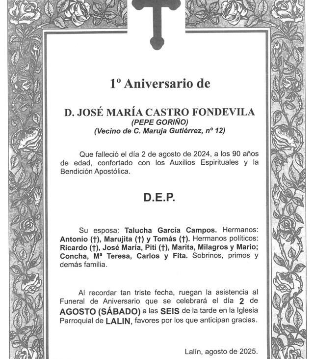 D. JOSÉ MARÍA CASTRO FONDEVILA