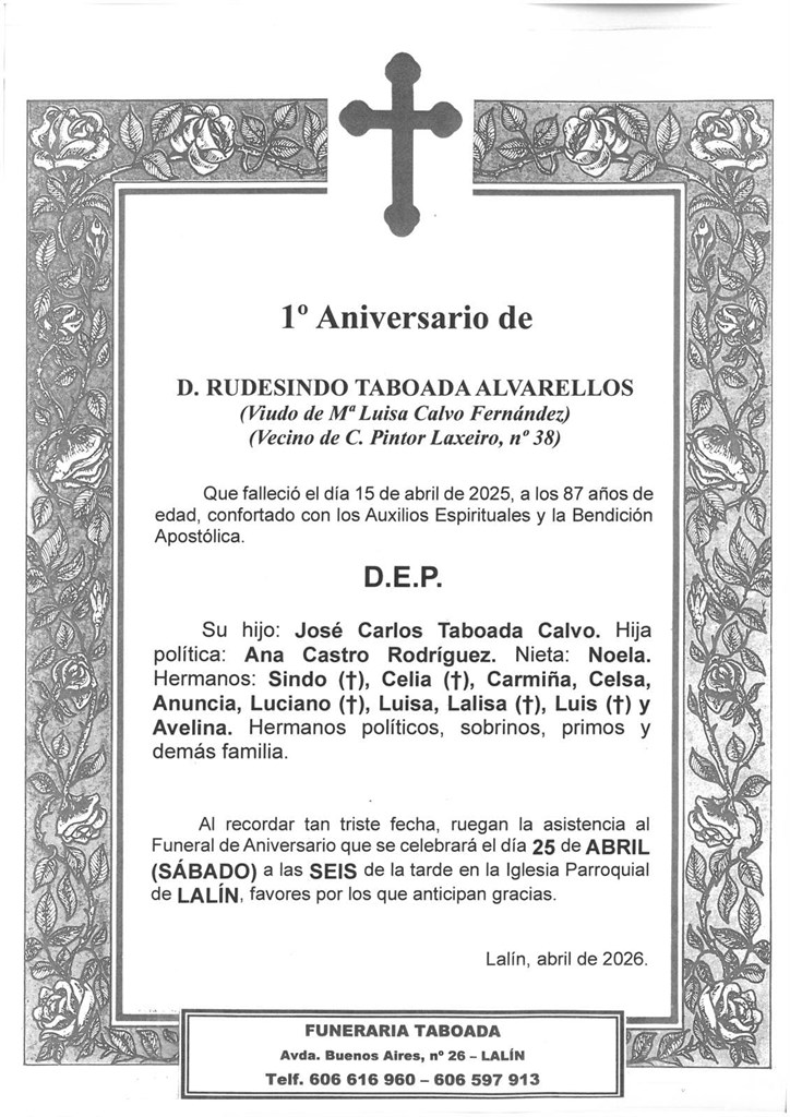 D. RUDESINDO TABOADA ALVARELLOS