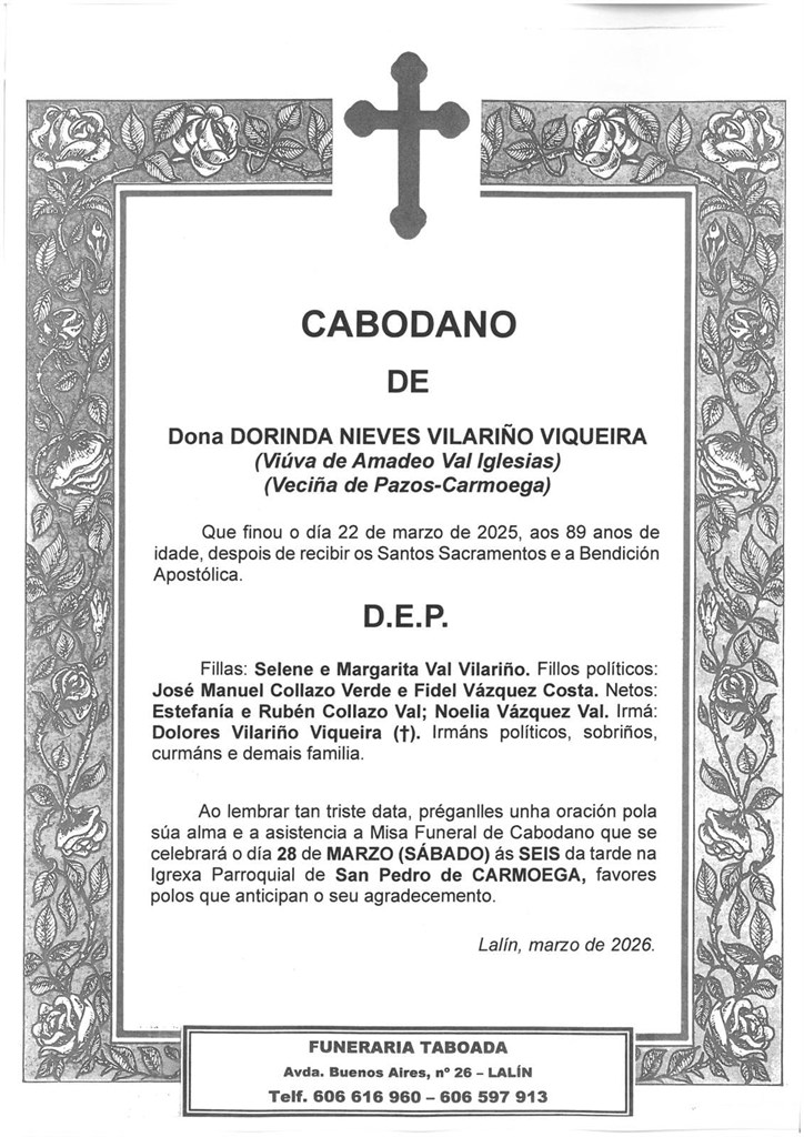 DONA DORINDA NIEVES VILARIÑO VIQUEIRA