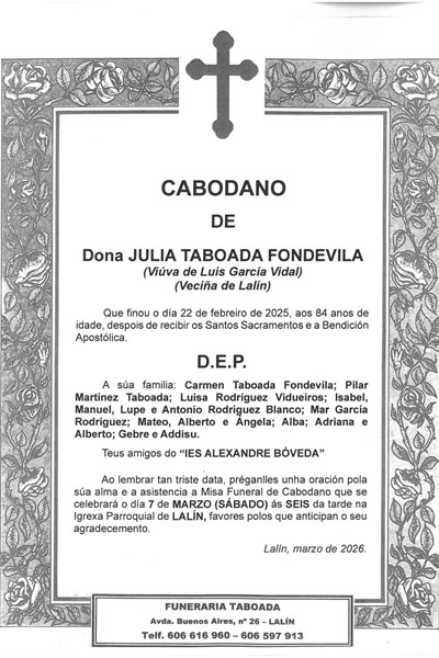 DONA JULIA TABOADA FONDEVILA