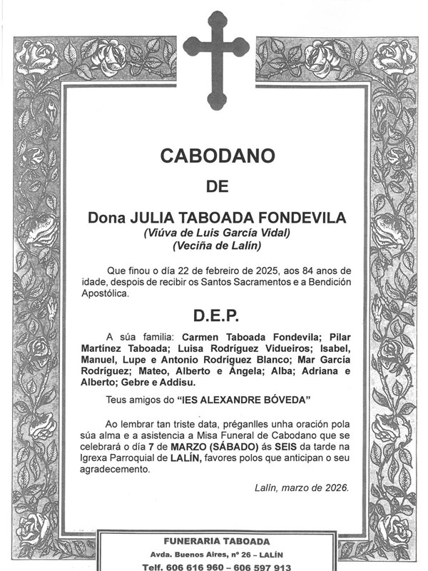 DONA JULIA TABOADA FONDEVILA