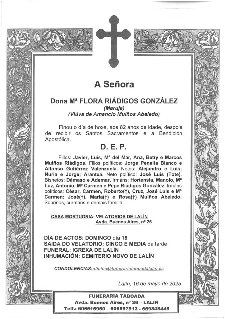 Foto principal DONA. Mª FLORA RIÁDIGOS GONZÁLEZ