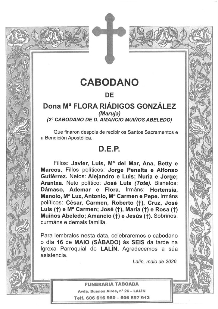 DONA Mª FLORA RIÁDIGOS GONZÁLEZ