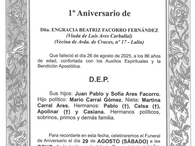 DÑA. ENGRACIA BEATRIZ FACORRO FERNÁNDEZ