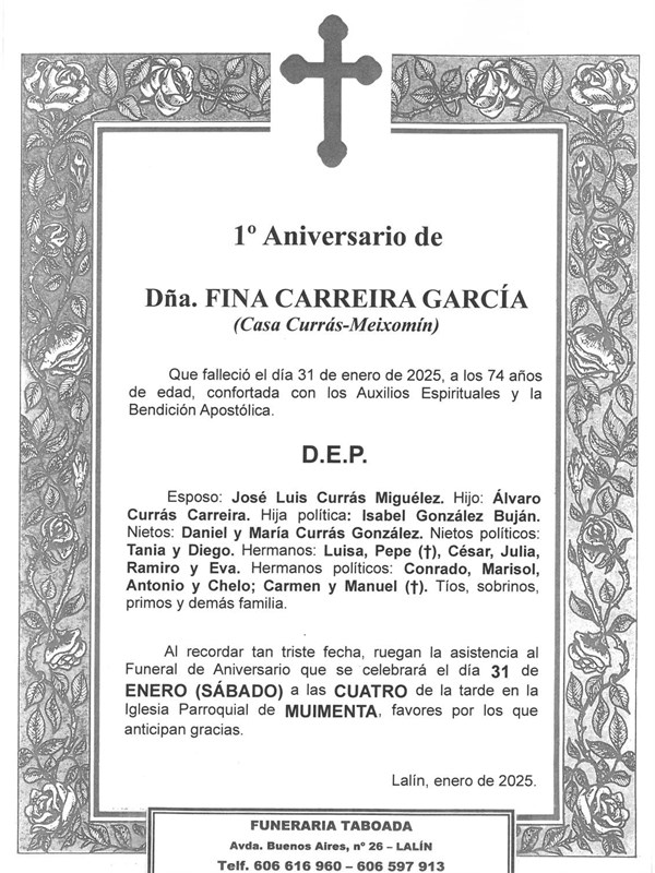 DÑA. FINA CARREIRA GARCIA