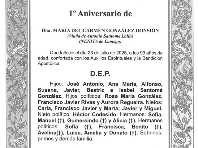 DÑA. MARÍA DEL CARMEN GONZÁLEZ DONSIÓN