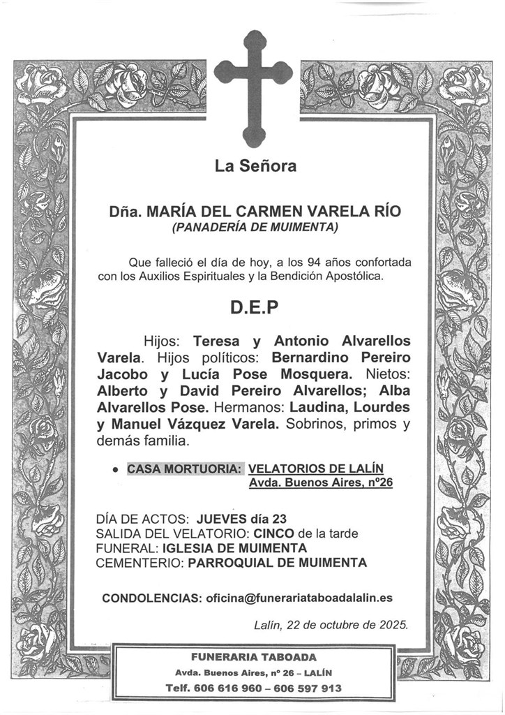 Dña. MARIA DEL CARMEN VARELA RÍO