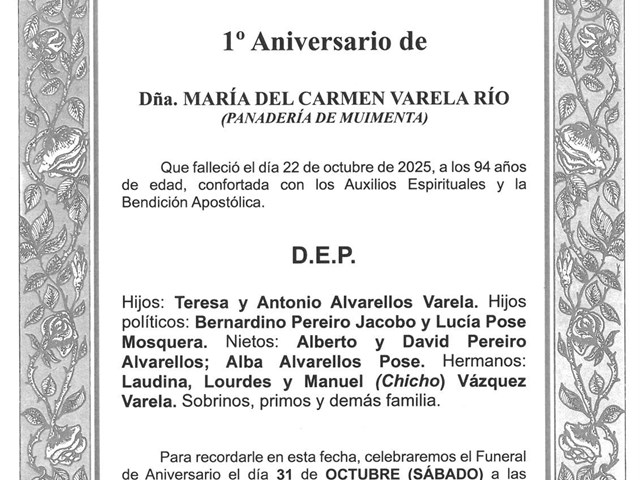 Dña. MARÍA DEL CARMEN VARELA RÍO