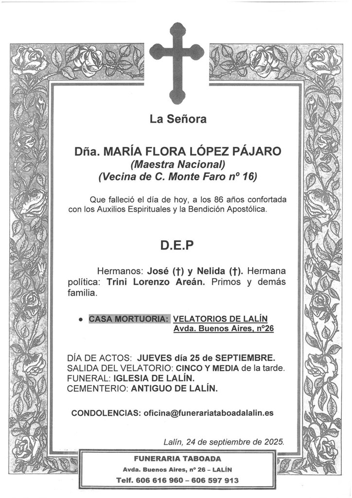 Foto principal DÑA. MARÍA FLORA LÓPEZ PÁJARO