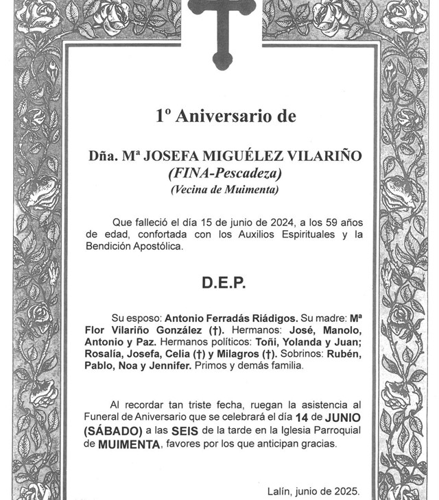 DÑA. MARIA JOSEFA MIGUELEZ VILARIÑO (FINA - PESCADEZA)