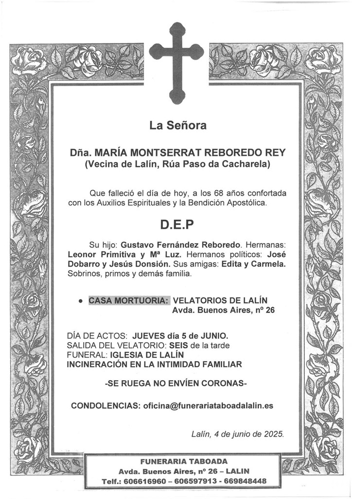 Foto principal DÑA. MARIA MONTSERRAT REBOREDO REY