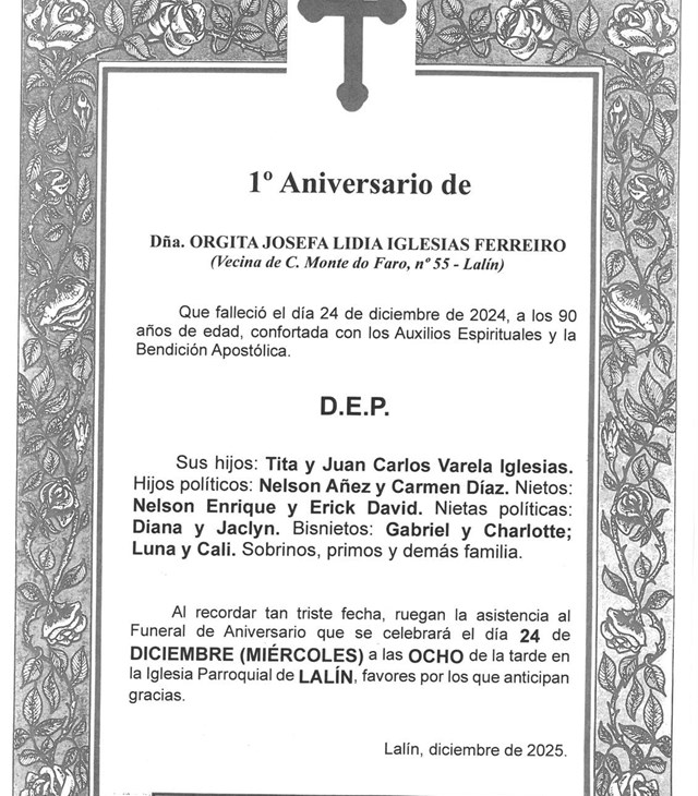 DÑA. ORGITA JOSEFA LIDIA IGLESIAS FERREIRO