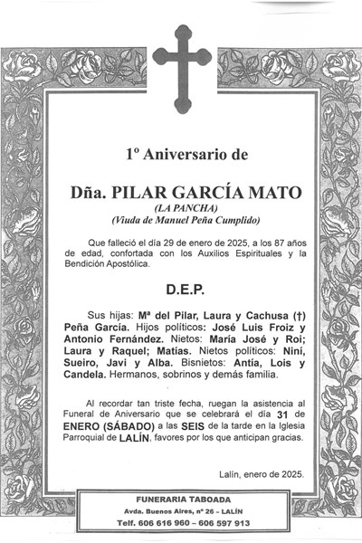 DÑA. PILAR GARCÍA MATO