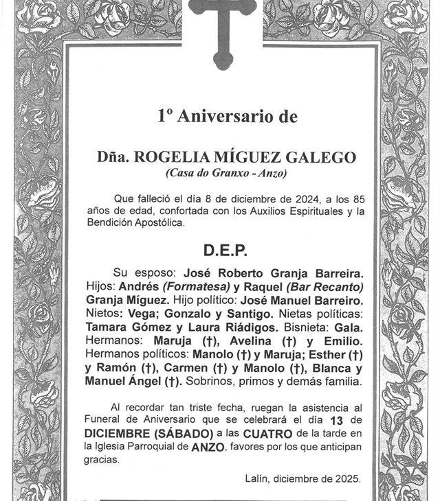 DÑA. ROGELIA MÍGUEZ GALEGO