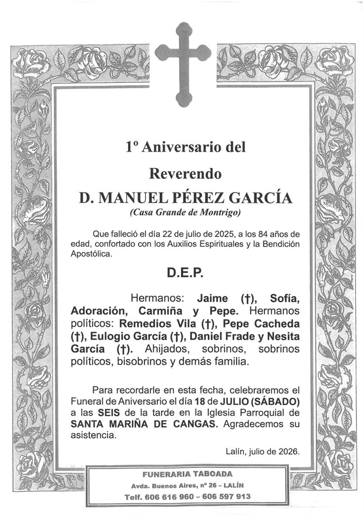 EL REVEREDO D. MANUEL PÉREZ GARCÍA