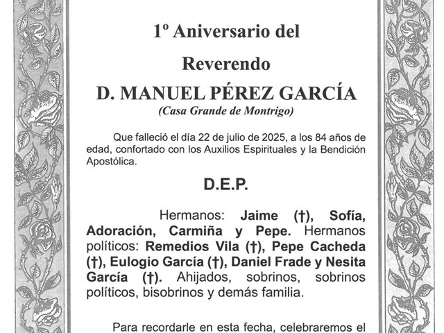EL REVEREDO D. MANUEL PÉREZ GARCÍA