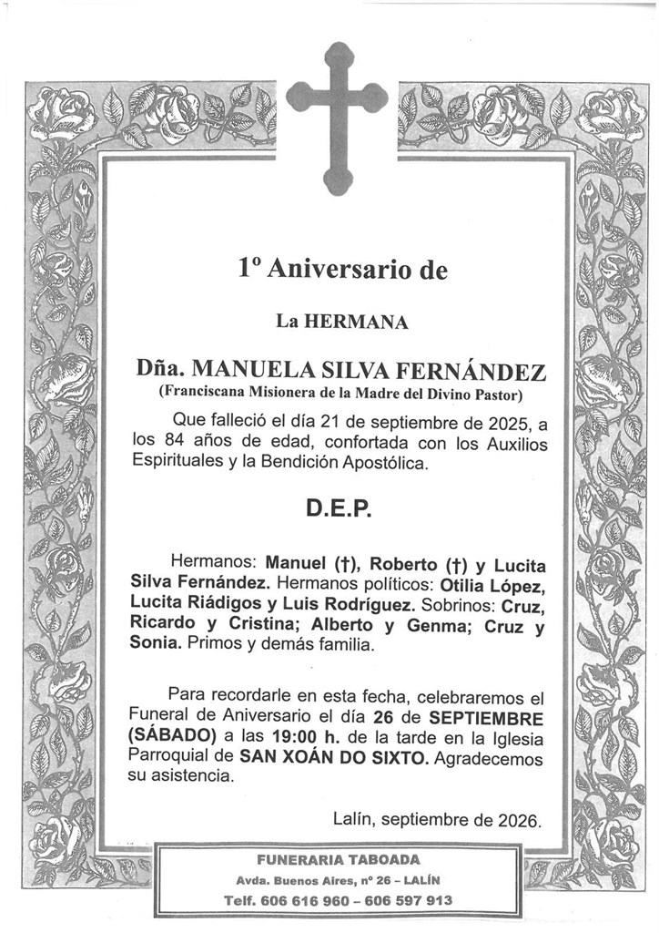  LA HERMANA Dña. MANUELA SILVA FERNÁNDEZ 